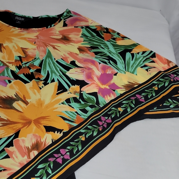 Slim Factor Orange and Black Asymmetrical Graphic Blouse - Picture 8 of 15